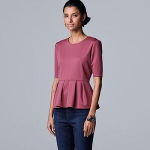 Simply Vera Vera Wang Mauve Peplum Top in XXL, NWT